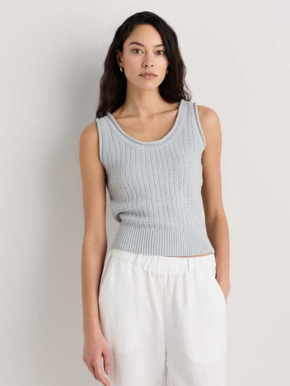 NWT Quince 100% Organic Cotton Waffle Cropped Sweater Tank - XS